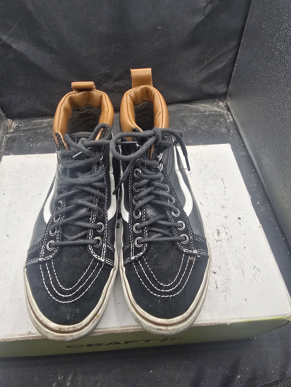 Vans Black High-Top Sneakers with Tan Collar